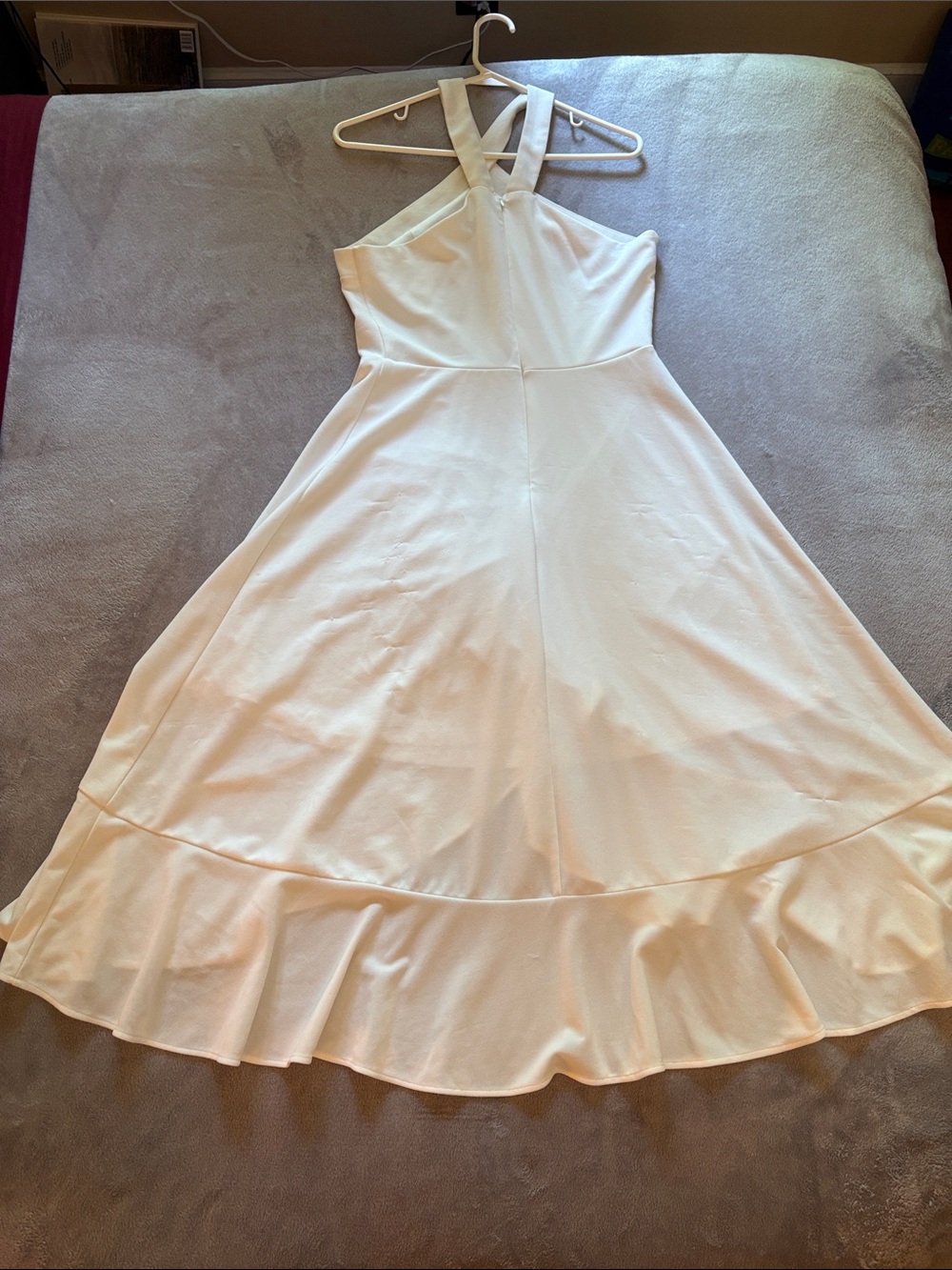 White Halter High-Low Ruffle Dress - Picture 2 of 2
